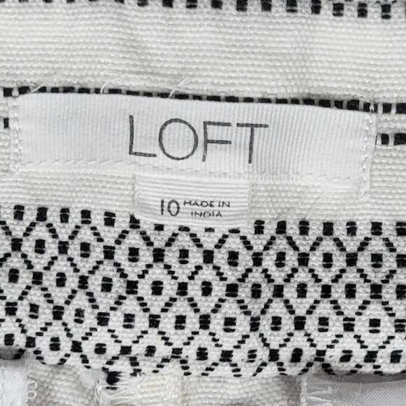 LOFT Black & White Striped Woven Cotton Riviera Shorts - 10 - Picture 9 of 9